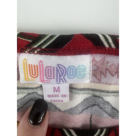 LuLaRoe Shirt Womens Medium Santa Top Short Sleeve Holiday Christmas Stretchy - Picture 4 of 9